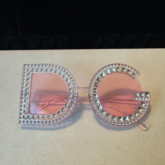 Sunglasses D & G Designer Style Pink Lenses Clear Frame Trendy Womens Accessory - Picture 6 of 13